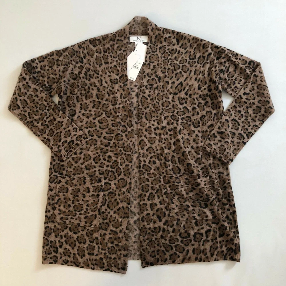 M Magaschoni Women's Leopard Cashmere Cardigan - Picture 2 of 6
